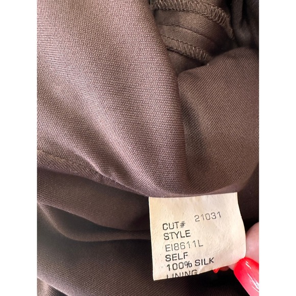 Tadashi Collection Brown Evening‎ Gown Maxi Dress Pleated Rhinestone Formal - Picture 9 of 14